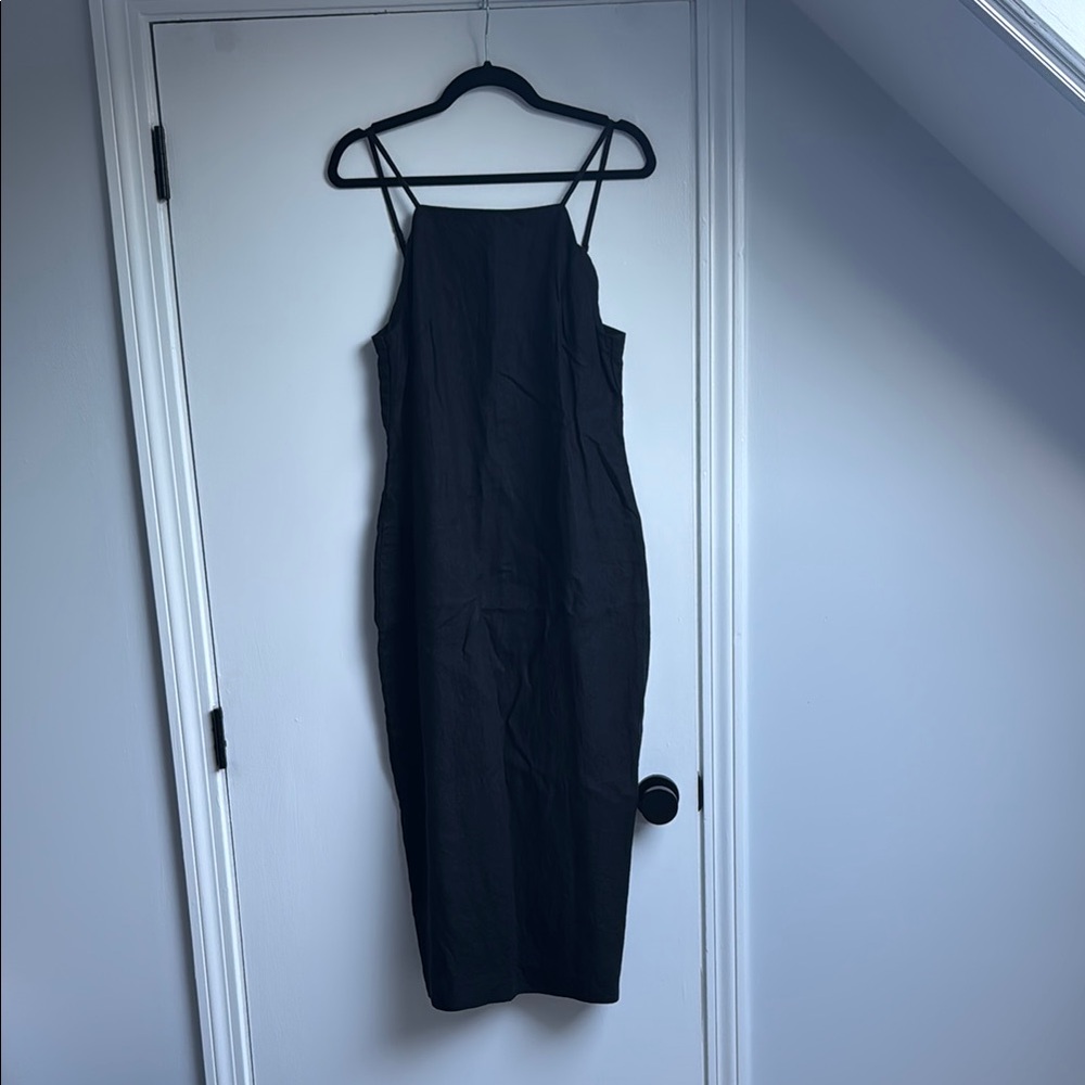 Madewell Black Linen Sheath Midi Dress